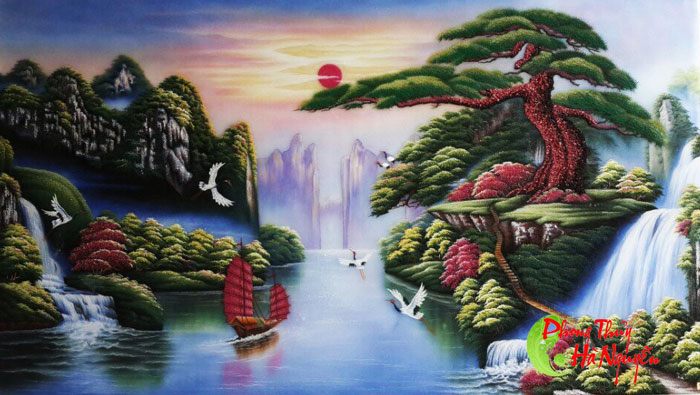 tranh đá quý thuận buồm xuôi gió